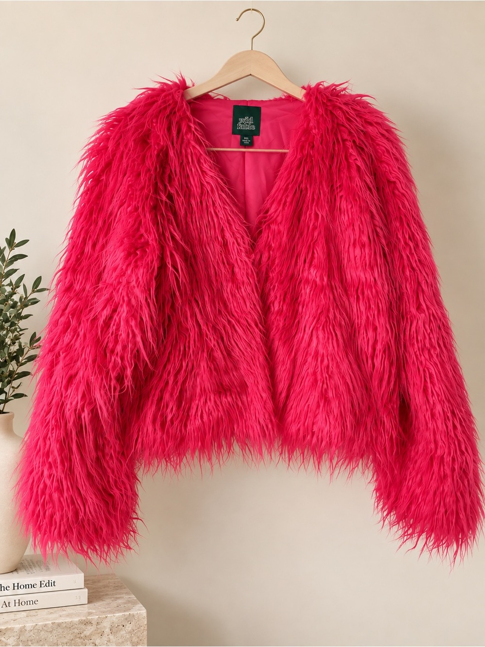Wild Fable Hot Pink Shaggy Faux Fur Jacket XXL Y2K Statement